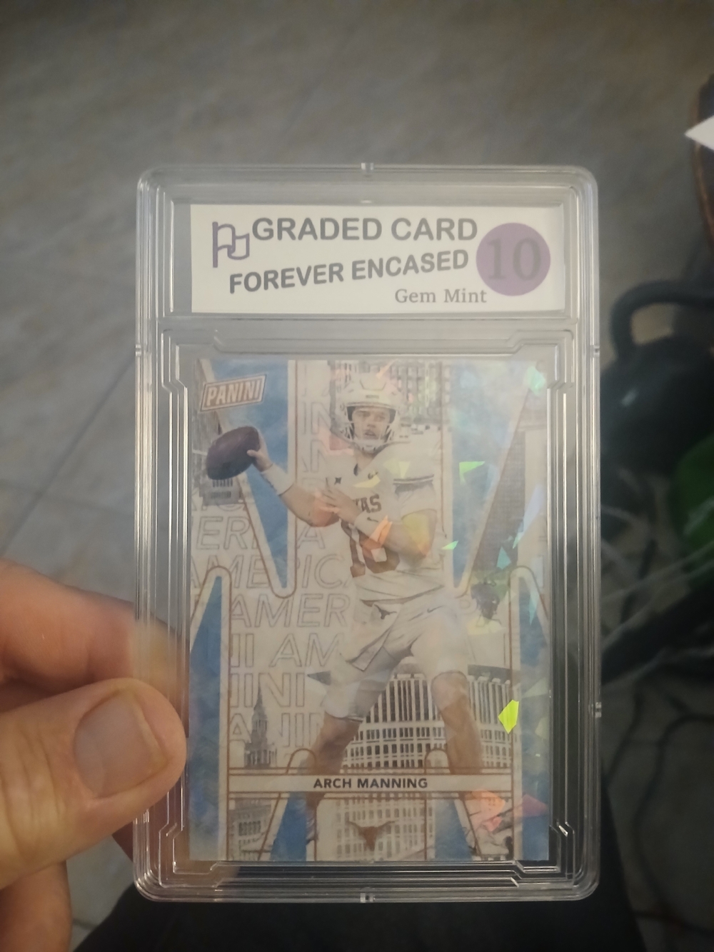 Panini Arch Manning Rookie Cracked Ice Refractor Not Orignal Card Novelty